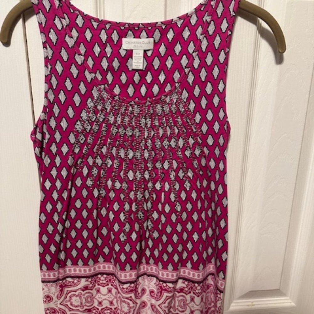 Charter Club Pink Patterned Sleeveless Top